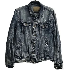 Rue 21 Denim Jean Jacket Paint Splatter Mens Medium Wash Rodeo Street Rancher